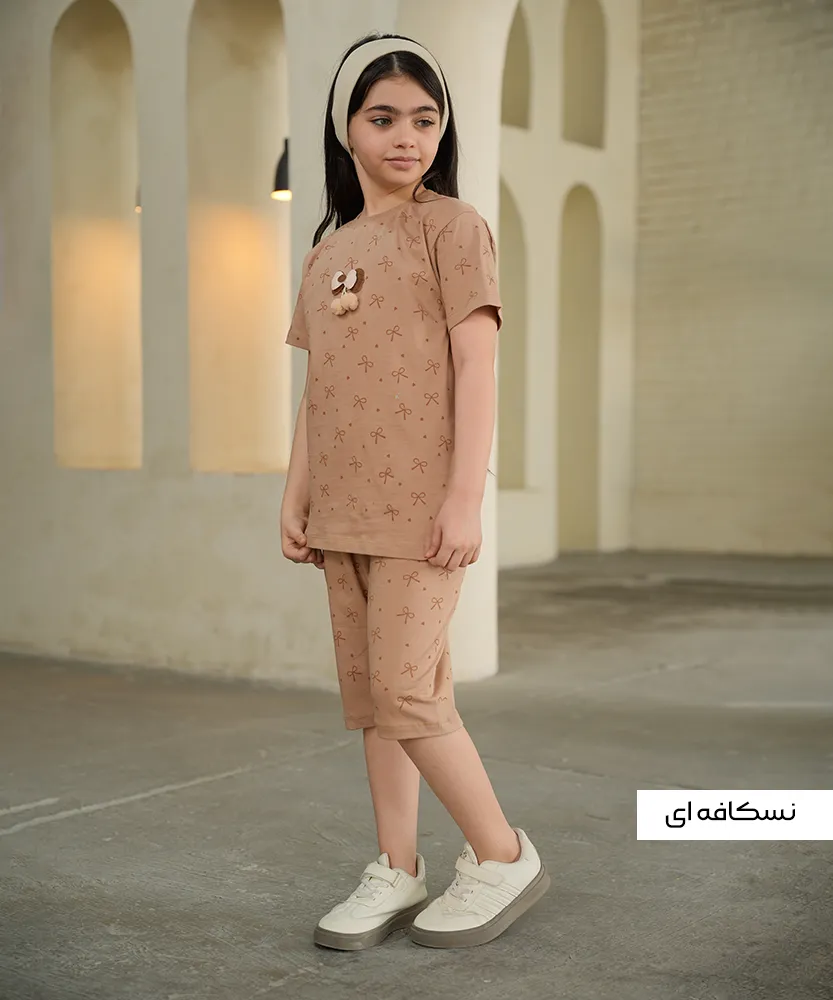 ست تیشرت و شلوارک دخترانه Q44784 - Image 3