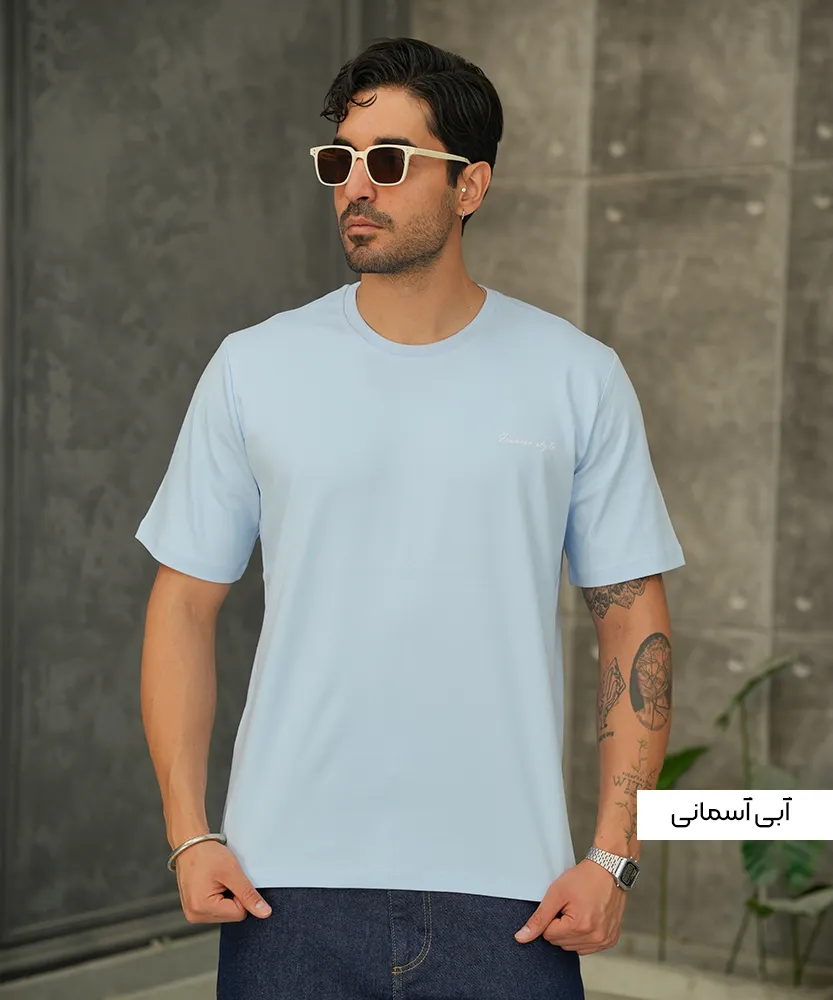 تیشرت ساده مردانه پنبه وینیلون T52059 - Image 2