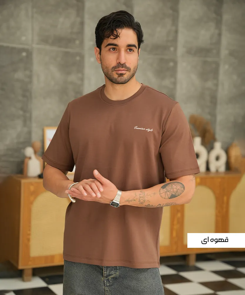 تیشرت ساده مردانه پنبه وینیلون T52059 - Image 5