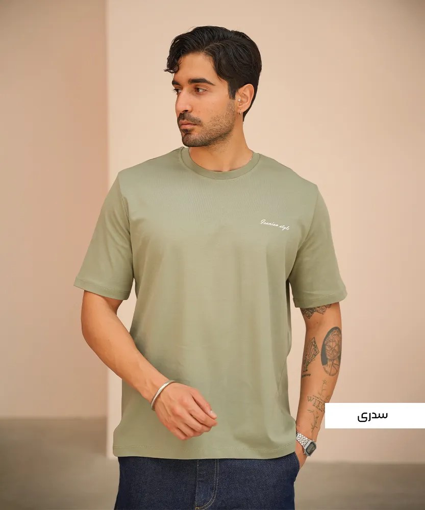 تیشرت ساده مردانه پنبه وینیلون T52059 - Image 8