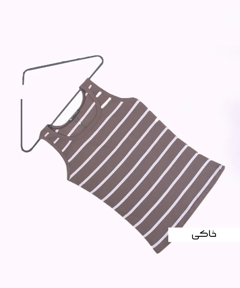 تاپ راه راه ساده W410111 خاکی