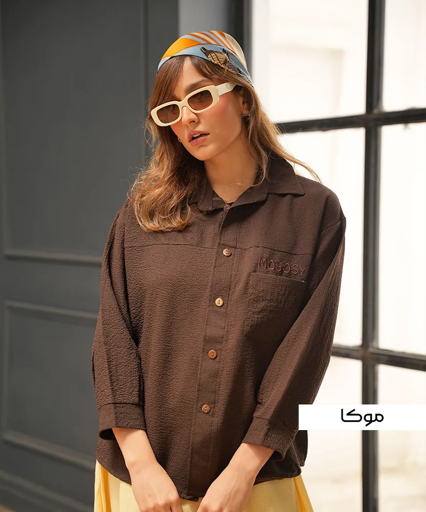 شومیز پفکی گلدوزی A51144 موکا