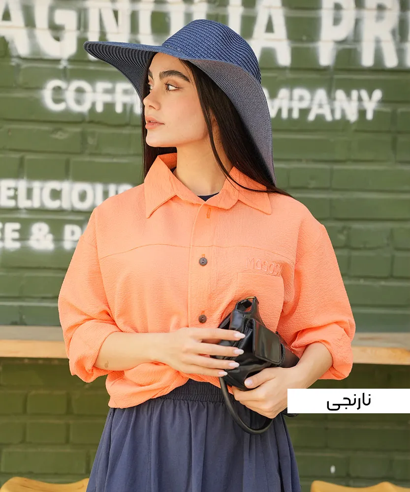 شومیز پفکی گلدوزی A51144 نارنجی