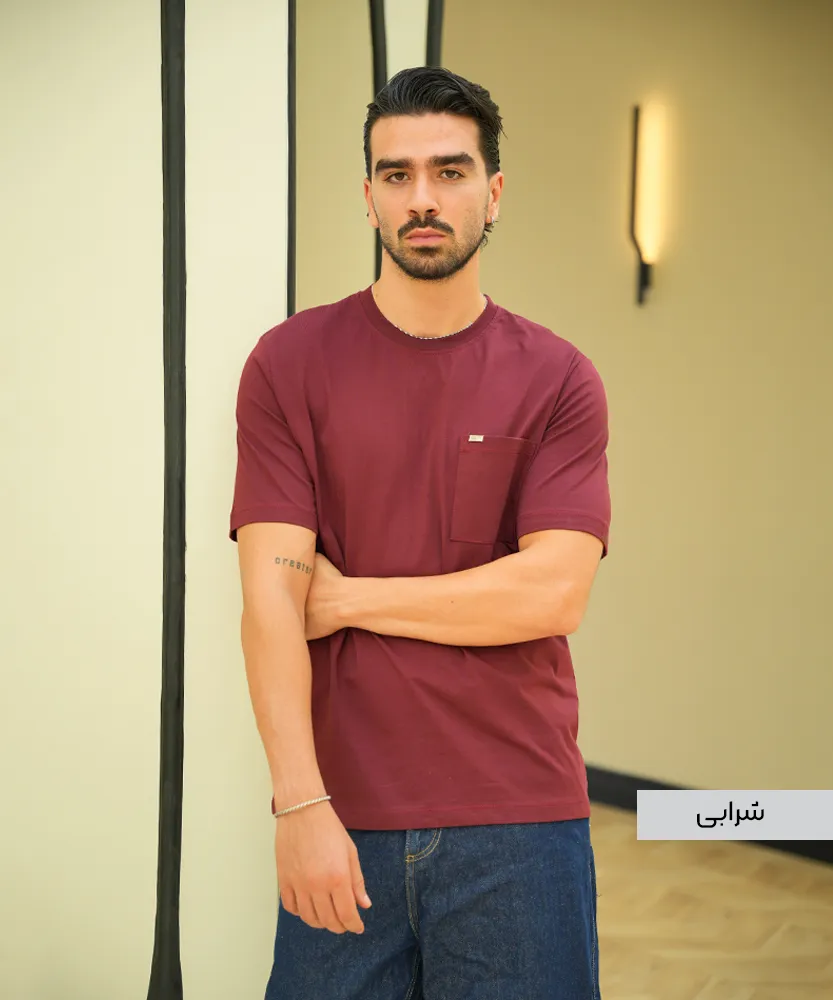 تیشرت جیب دار پنبه کریستال T52134 - Image 4