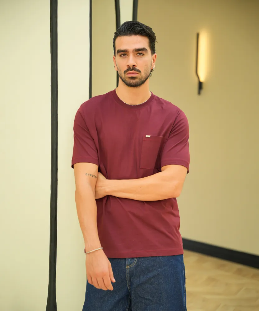 تیشرت جیب دار پنبه کریستال T52134