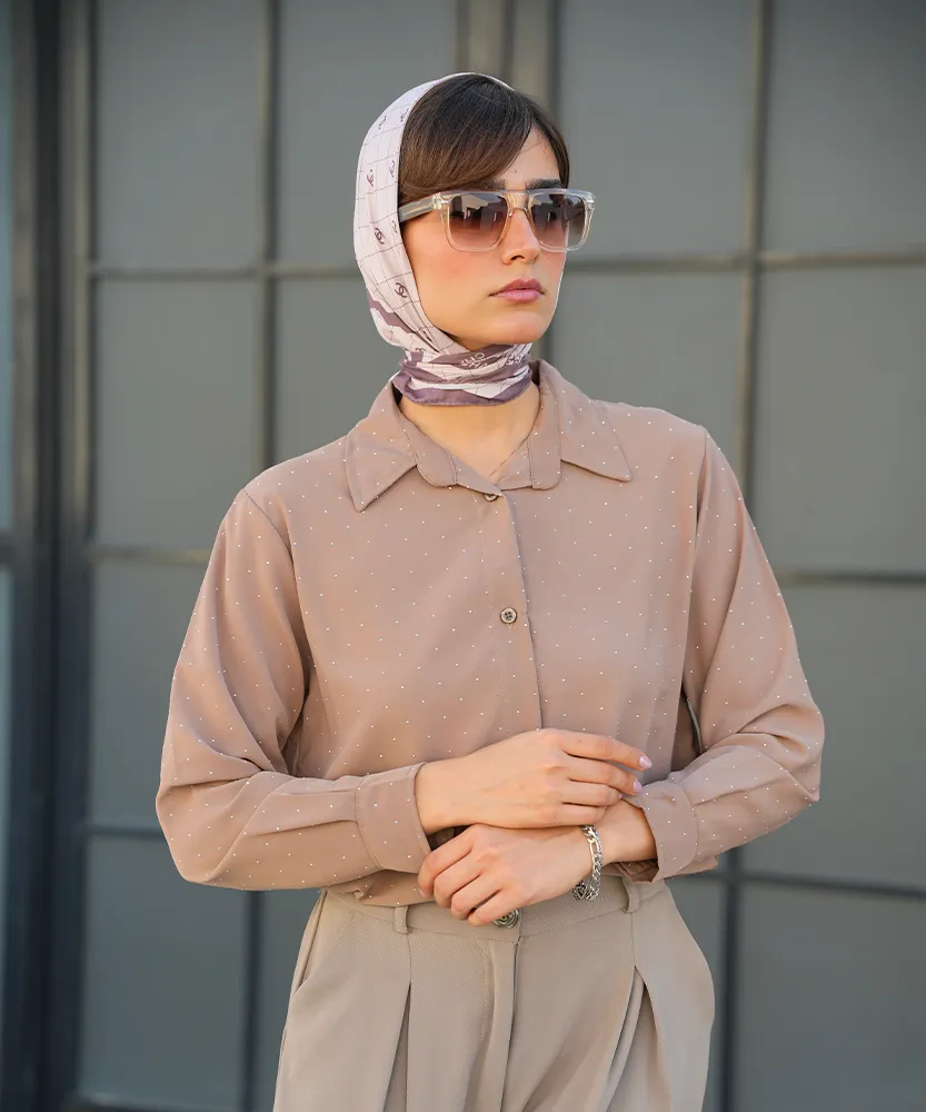 شومیز الیزه پیراهنی نگین دار A410086