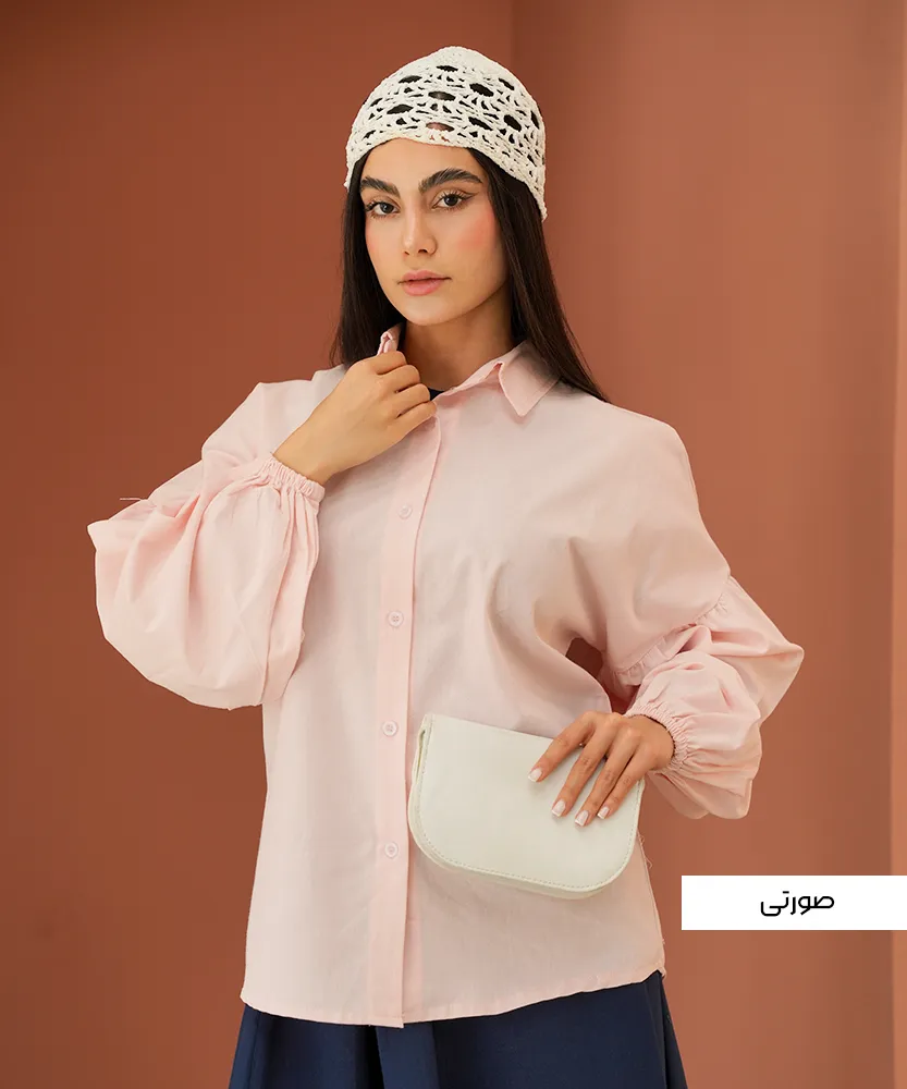شومیز لینن آستین عروسکی لیان A311445 - Image 5