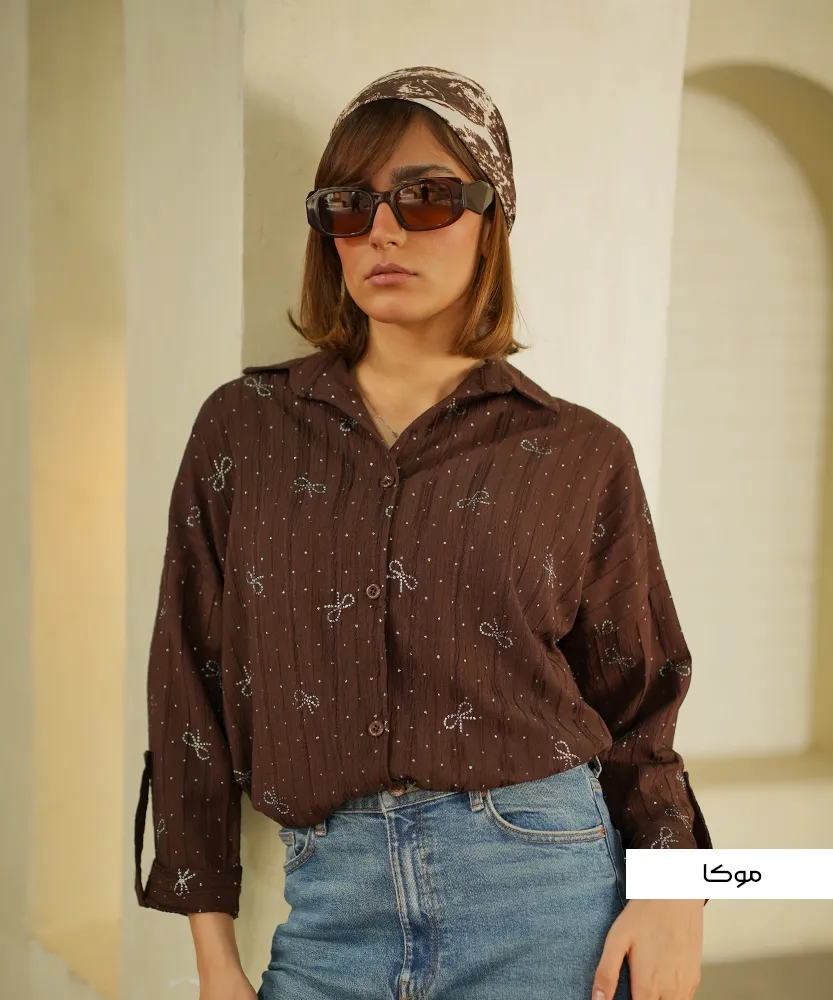 شومیز پشت دکمه نگین اکلیلی A411635 - Image 2