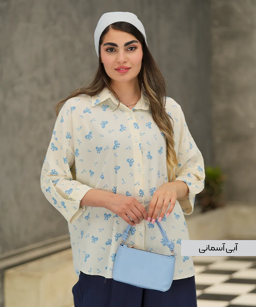 شومیز آستین پاکتی پفکی A51065 - Image 5