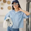 شومیز باکسی راه راه نگین دار A51222