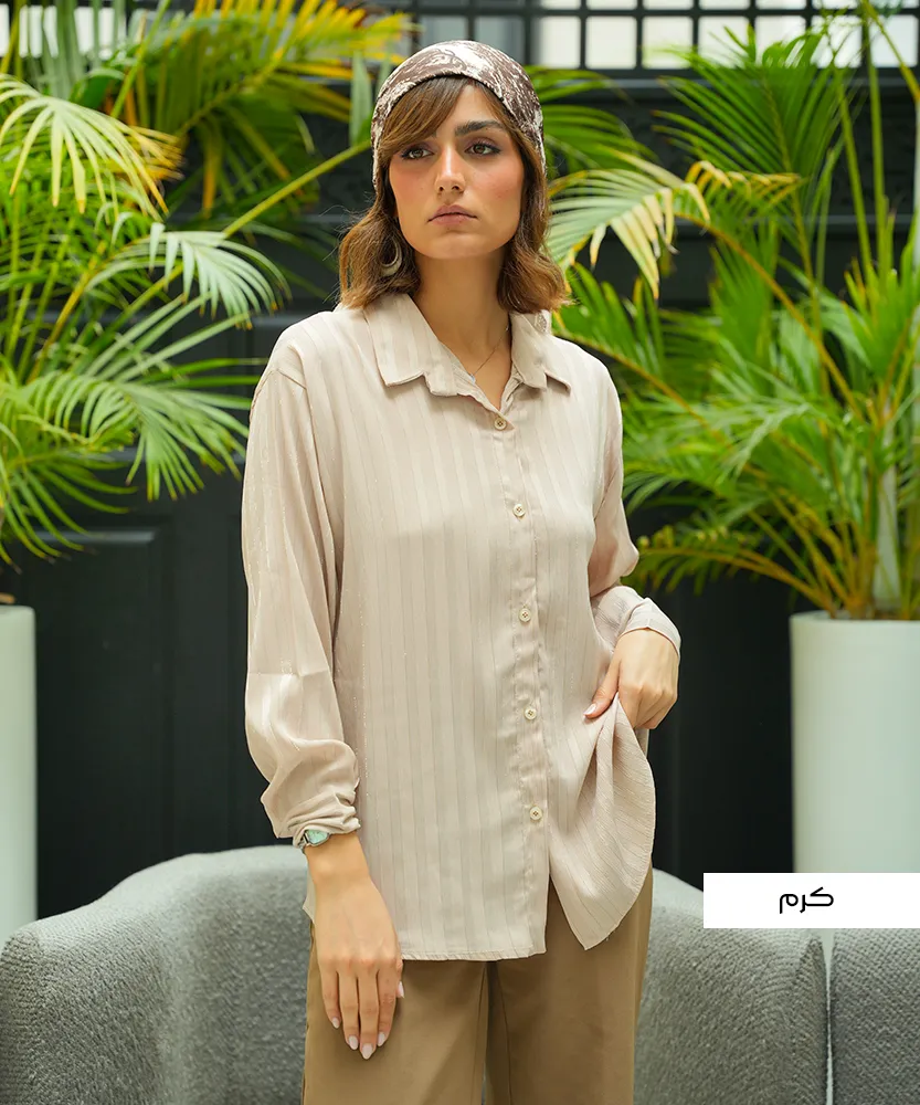 شومیز ساتن راه راه A51267 - Image 2