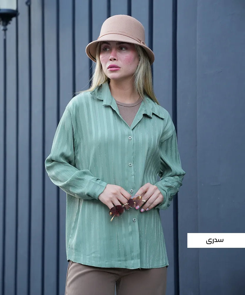 شومیز ساتن راه راه A51267 - Image 3
