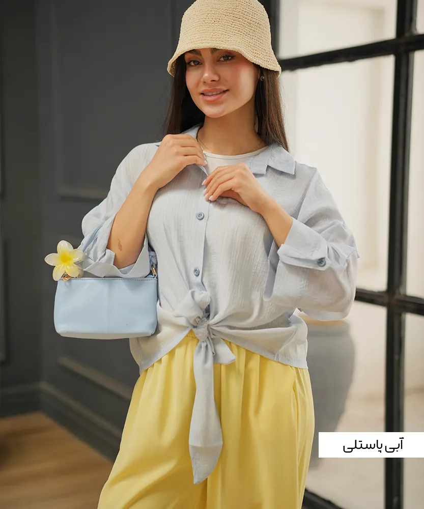 شومیز گره ای شیشه ای راه راه A51359 - Image 5
