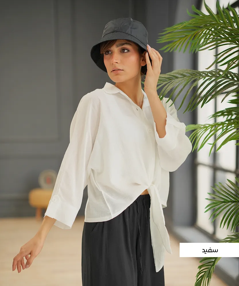 شومیز گره ای شیشه ای راه راه A51359 - Image 7