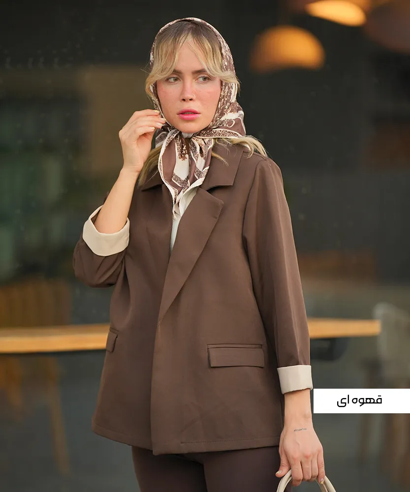 کت مچ پاکتی ترنم مازراتی ساده K41714 قهوه ای