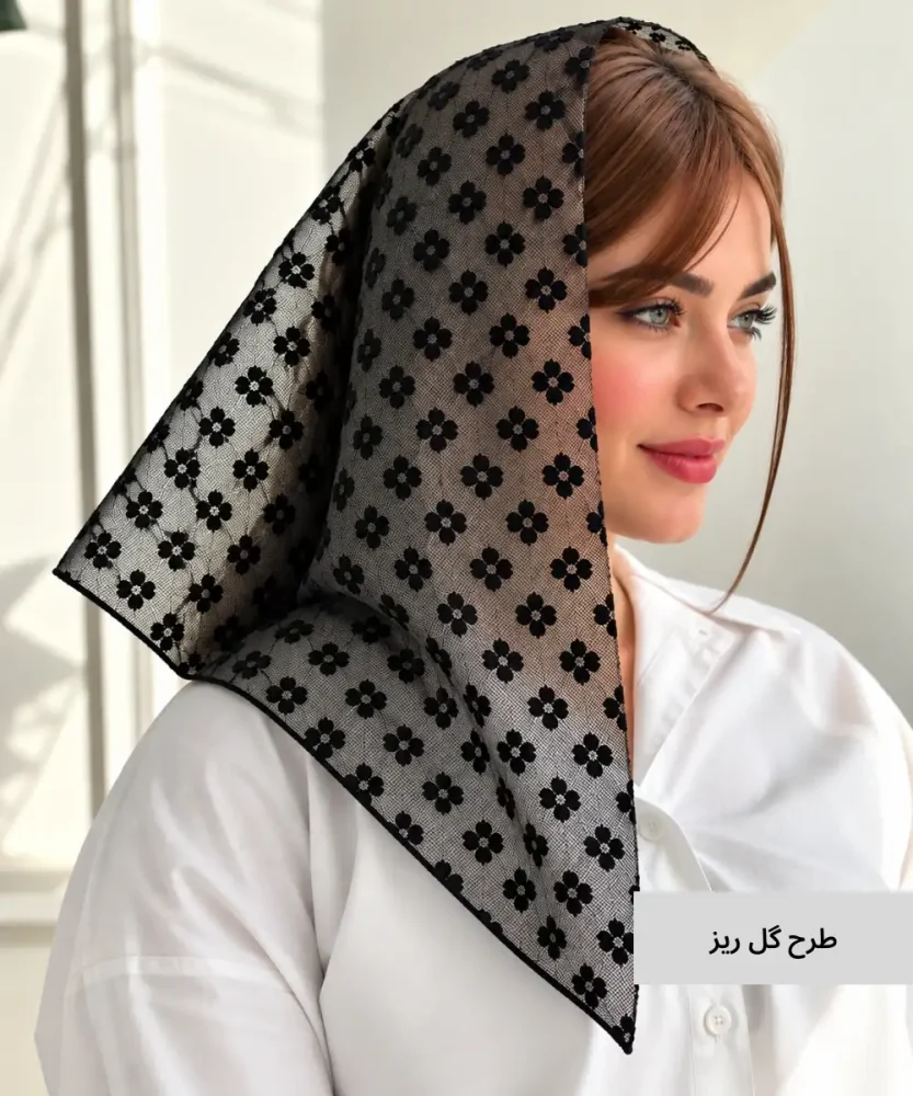روسری مینی اسکارف توری دورگاندوزی N10727 - تصویر 5