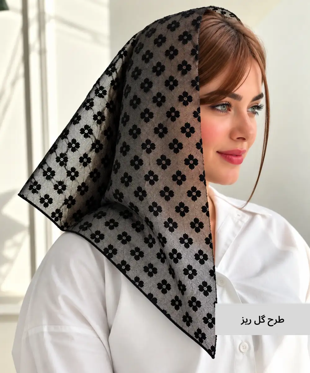 روسری مینی اسکارف توری دورگاندوزی N10727 - Image 5