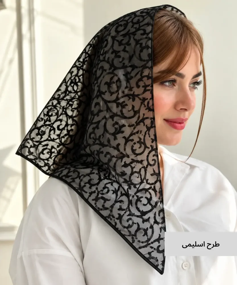 روسری مینی اسکارف توری دورگاندوزی N10727 - تصویر 7