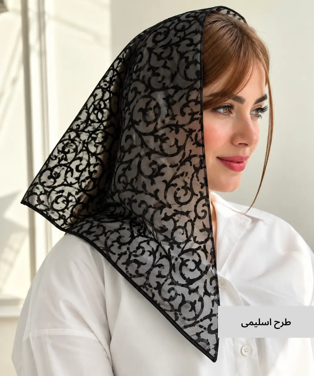 روسری مینی اسکارف توری دورگاندوزی N10727 - Image 7