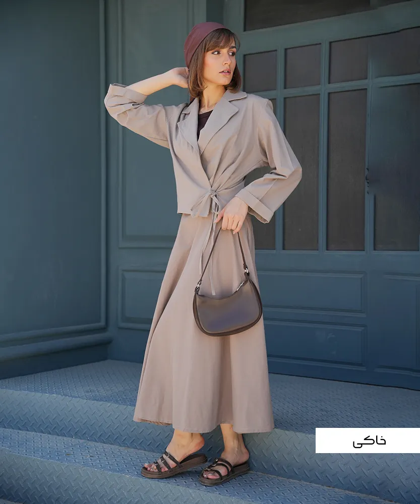 ست کراپ و دامن لینن Q41438 - Image 6