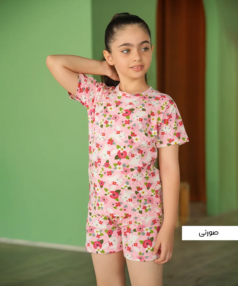 تیشرت و شلوارک خرگوش و گل Q45213 - Image 2