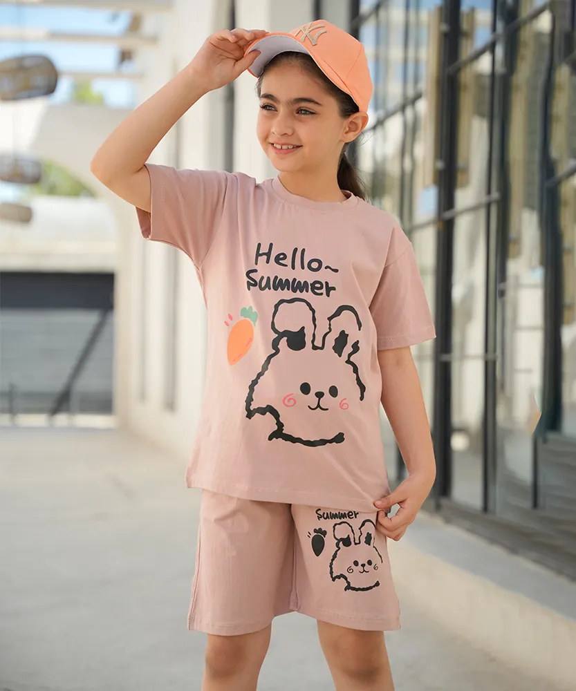 تیشرت و شلوارک بچگانه خرگوش و هویج Q55150 - Image 3
