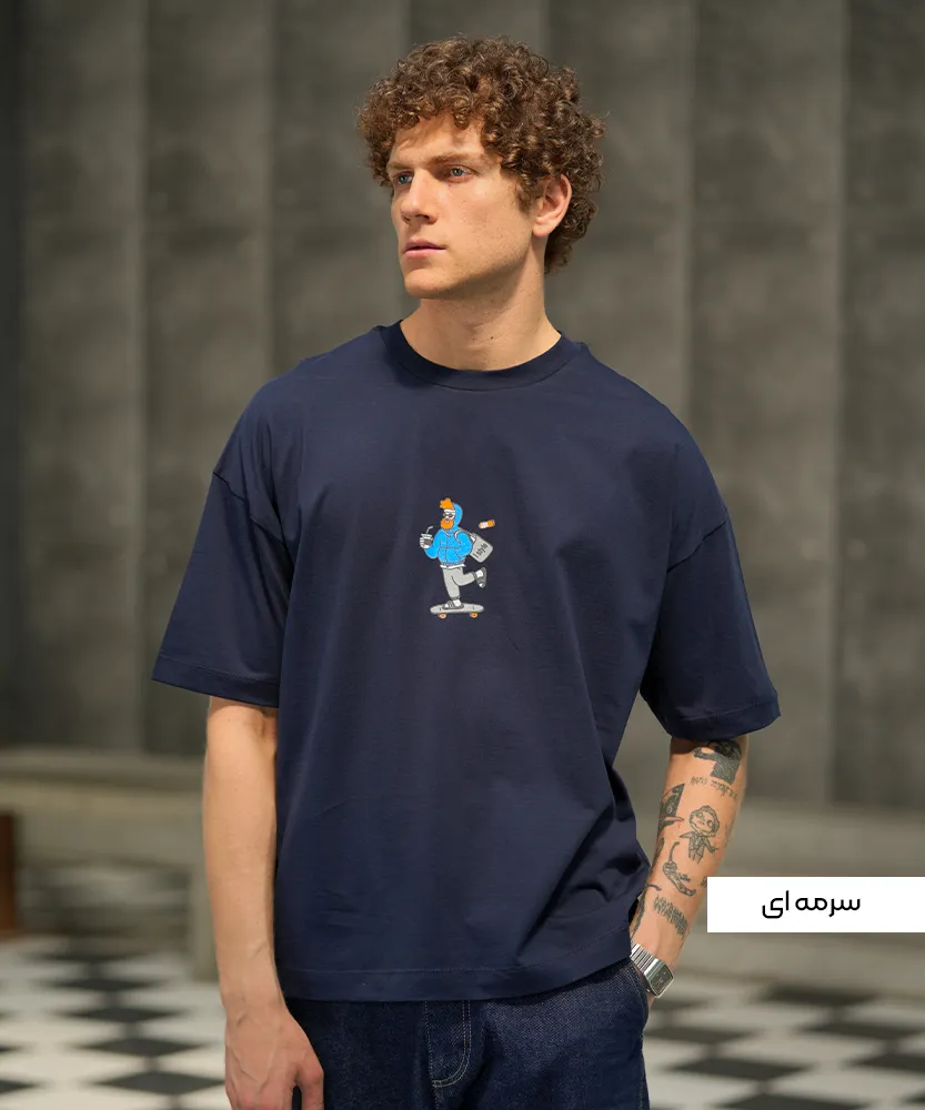 تیشرت مردانه کریستال طرح آدمک T52043 - Image 3