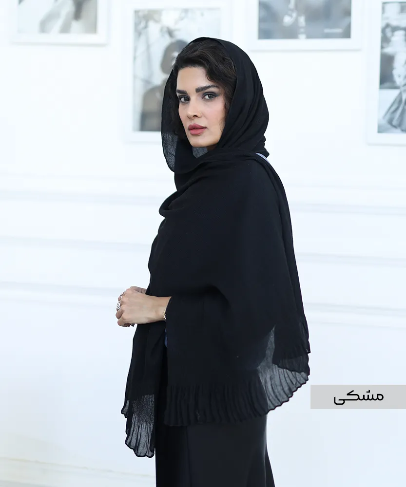 شال لب دامنی مشکی N21049 - Image 2