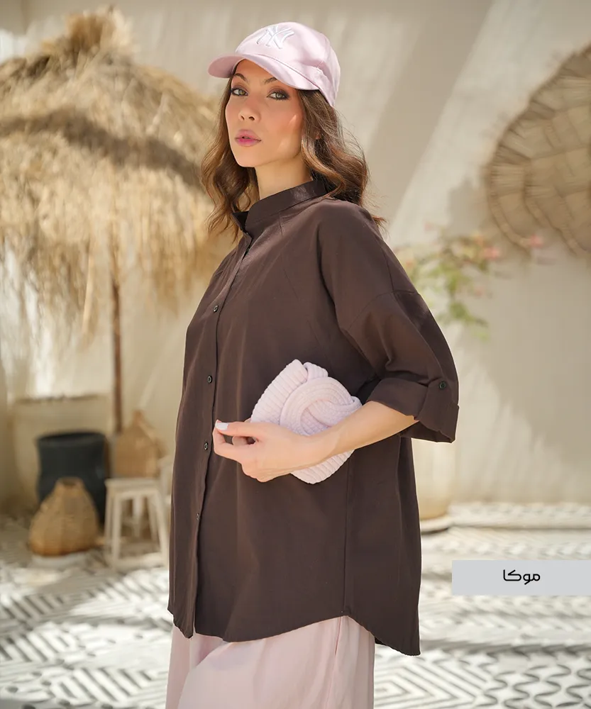 شومیز لینن آستین رگلان A51257 - Image 6