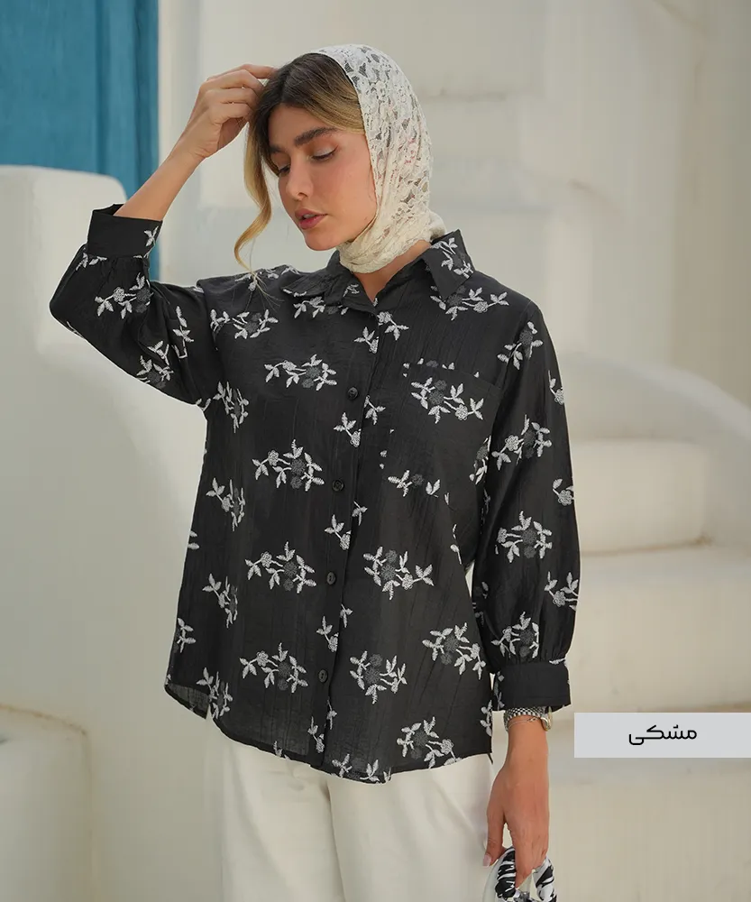 شومیز شیشه ای طرح دار A51409 - Image 2