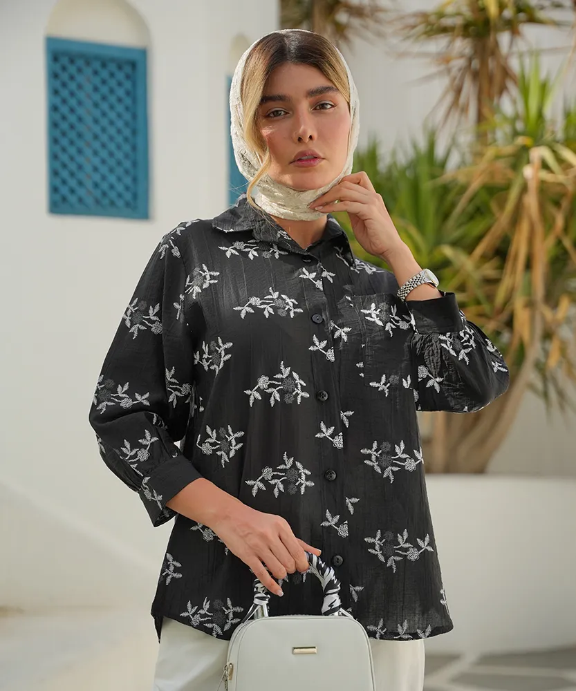 شومیز شیشه ای طرح دار A51409