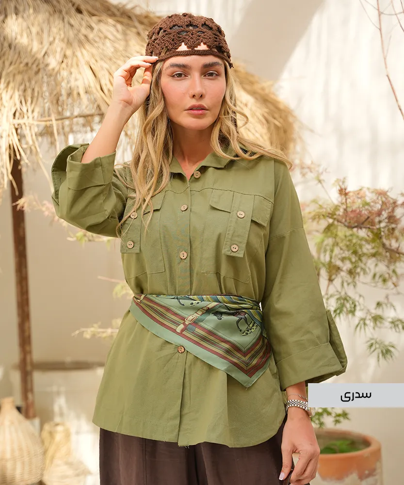 مانتو لینن جیب دار پاگن دار M41528 - Image 2
