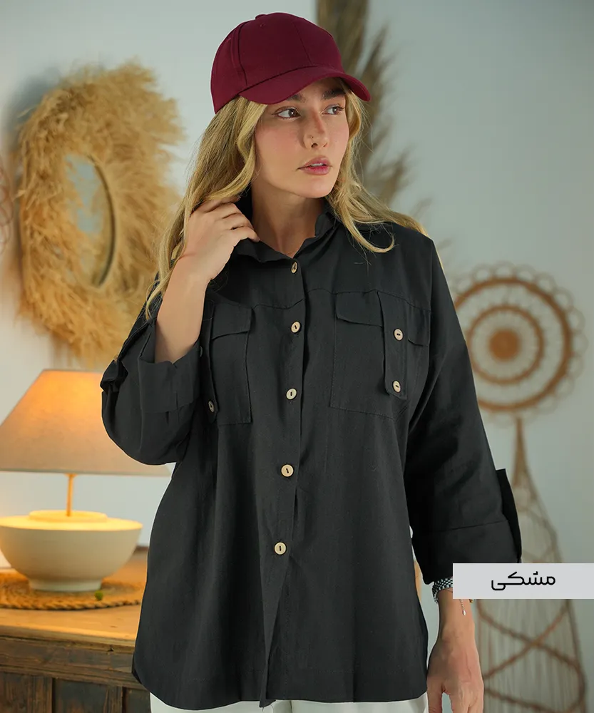 مانتو لینن جیب دار پاگن دار M41528 - Image 4