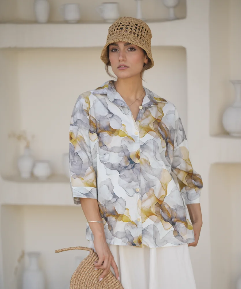 شومیز یارا نخی گلدار A511060