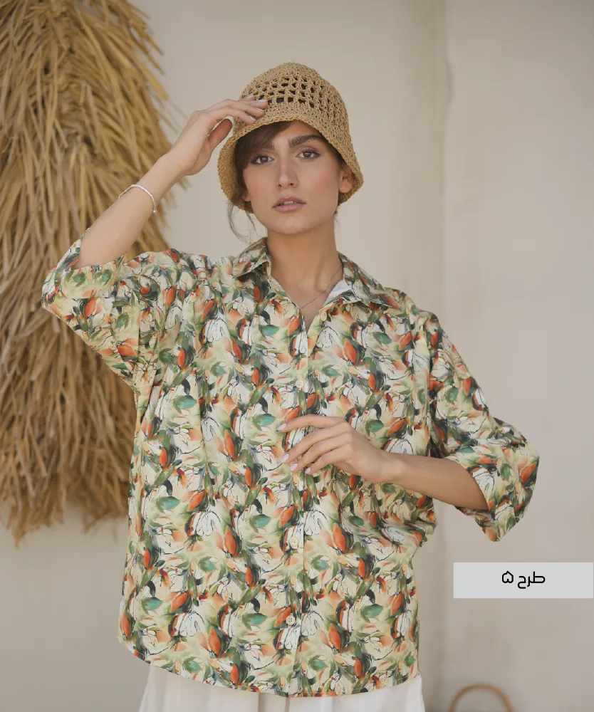 شومیز یارا نخی گلدار A511060 - Image 6