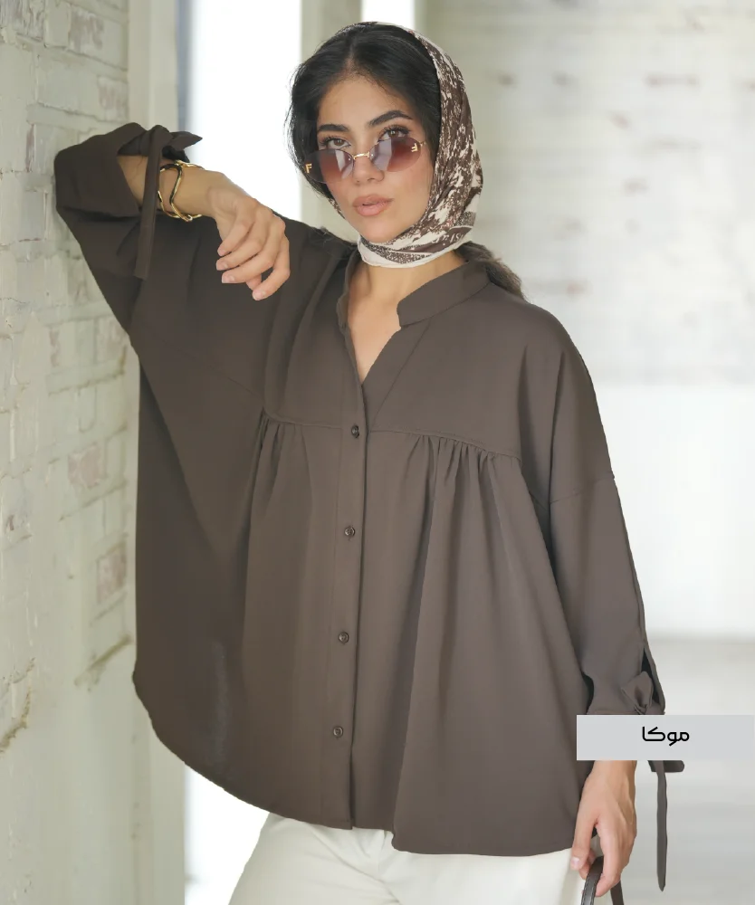شومیز کتان سیلک عروسکی A51761 - Image 2