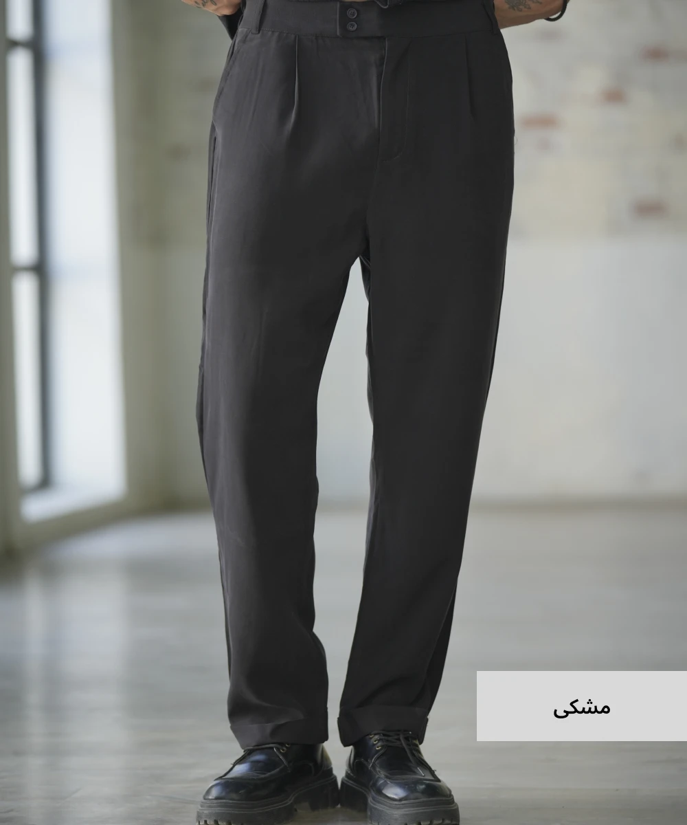 شلوار مردانه دمپا پاکتی لیوسل E52011 مشکی