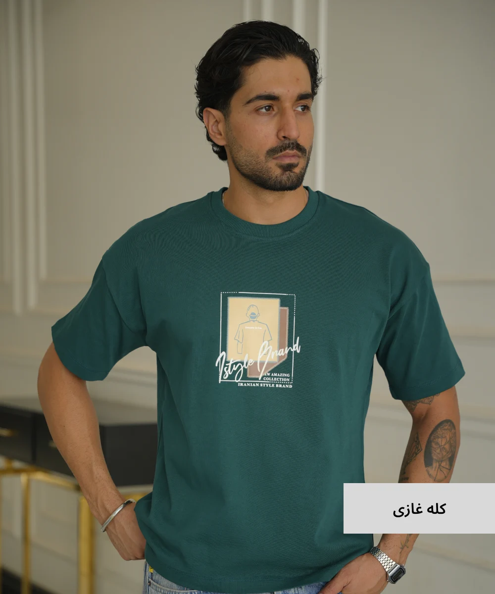 تیشرت لانگ مردانه ماکان T52329 کله غازی