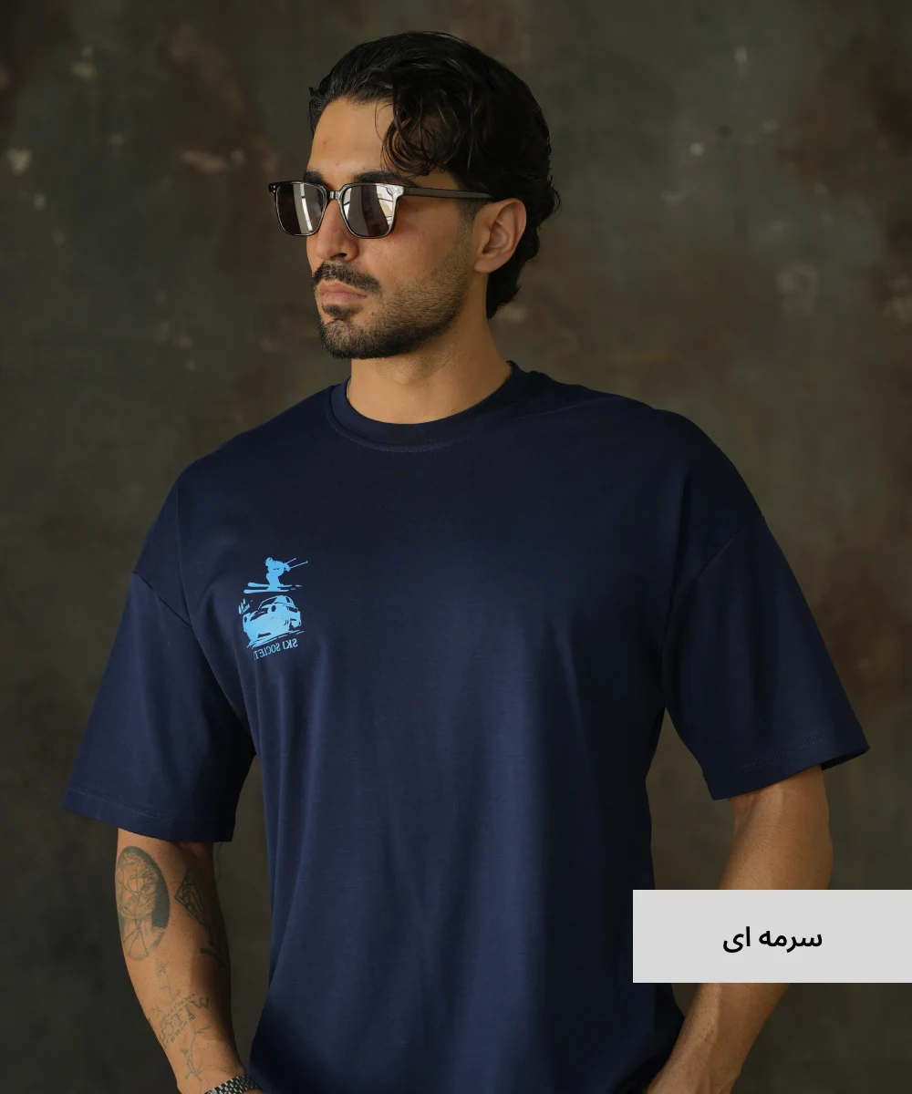 تیشرت لانگ مردانه پنبه T52335 سرمه ای