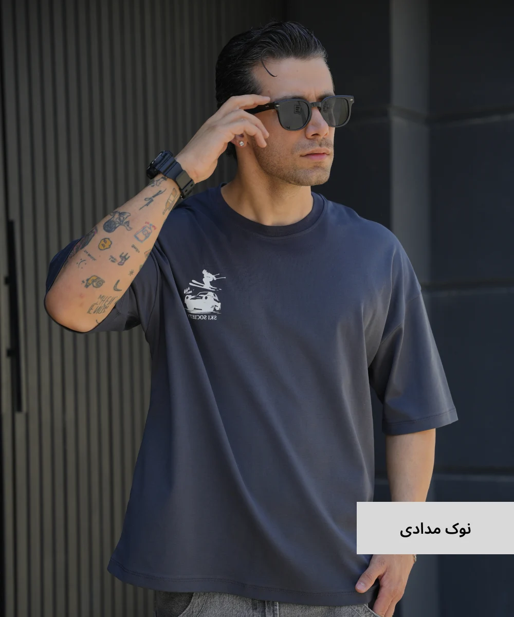 تیشرت لانگ مردانه پنبه T52335 نوک مدادی