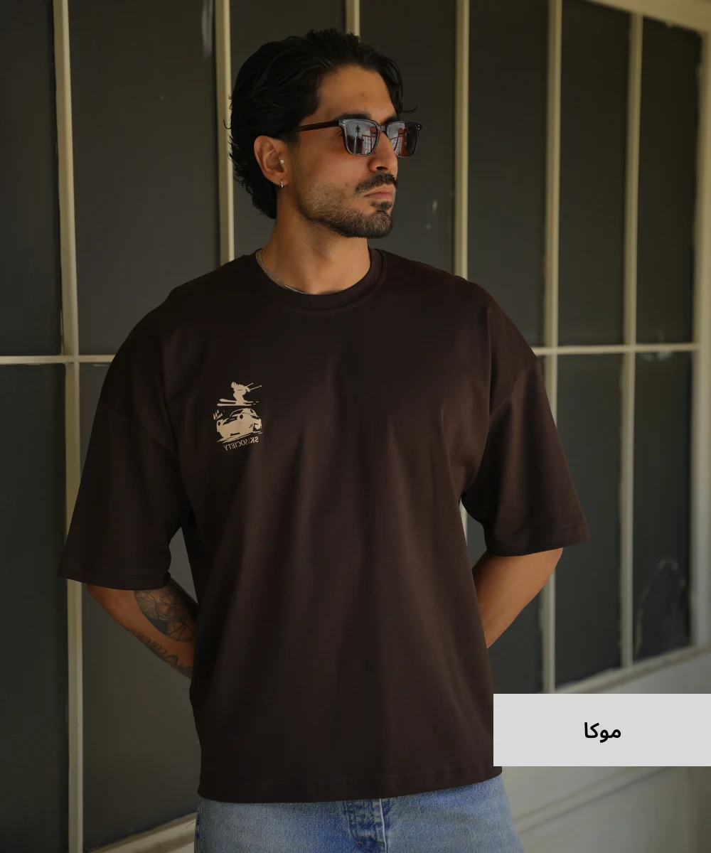 تیشرت لانگ مردانه پنبه T52335 موکا
