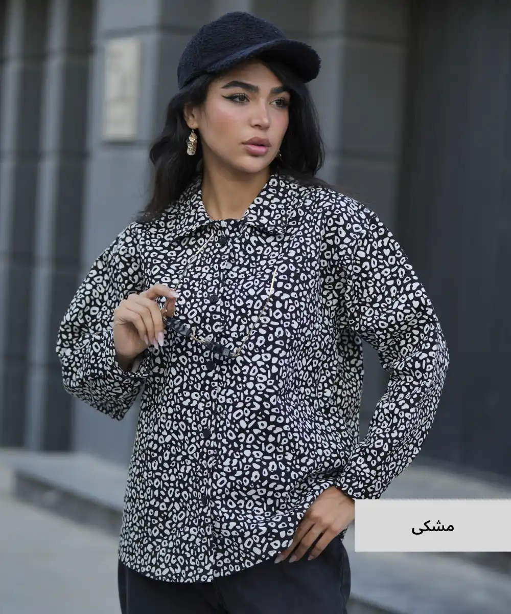 شومیز یقه شکاری کتان چاپی A511065 - Image 3