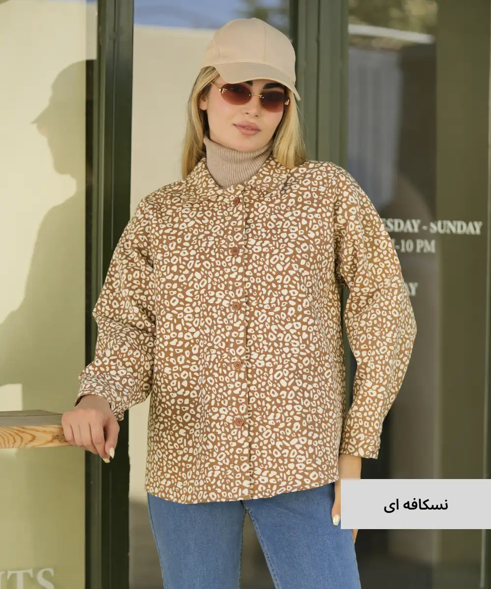 شومیز یقه شکاری کتان چاپی A511065 - Image 4