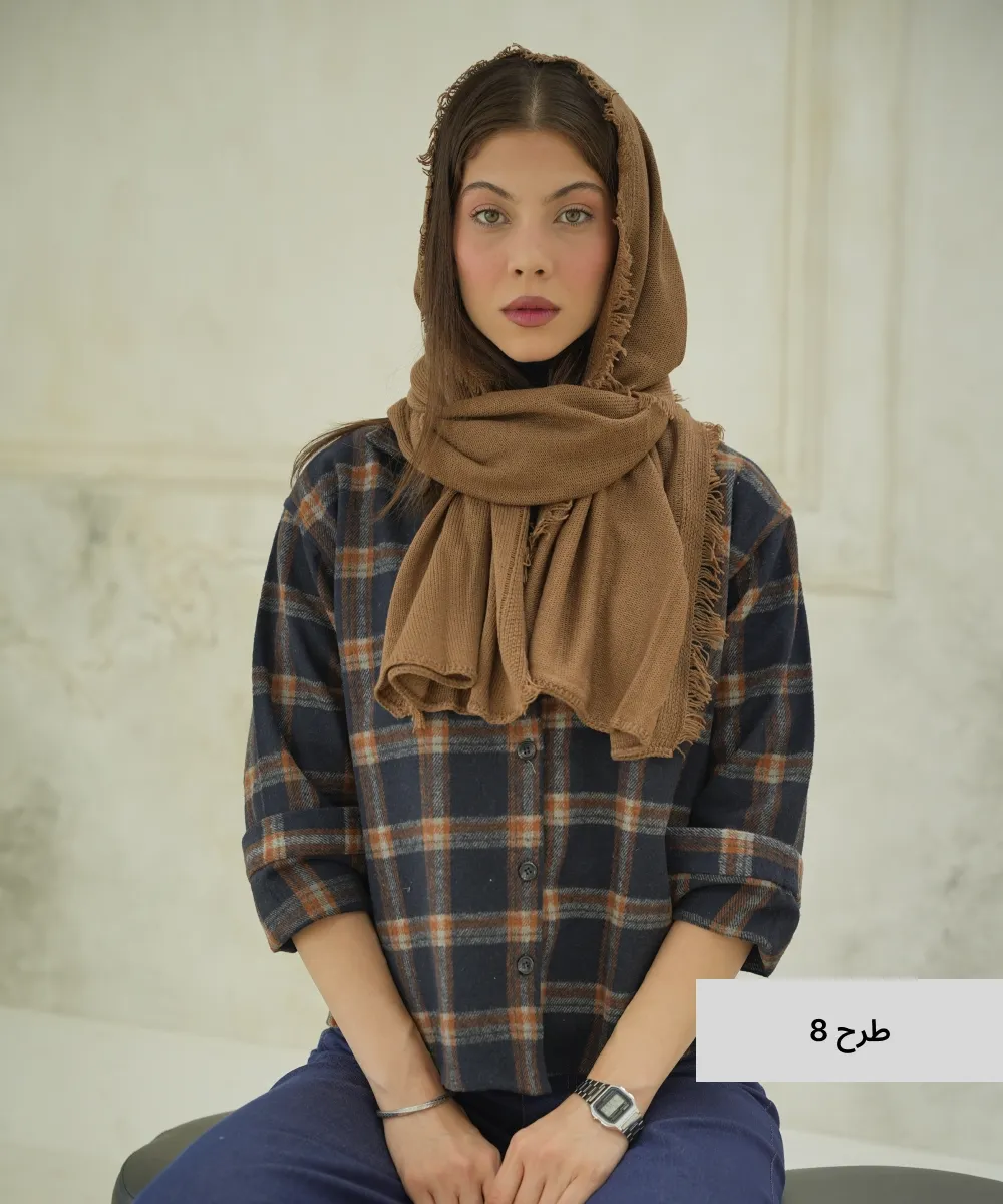 شومیز پاییزه صحرا چهارخونه پشمی A511145 - Image 8