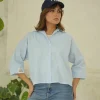 شومیز راه راه آستین مارک دار A51295