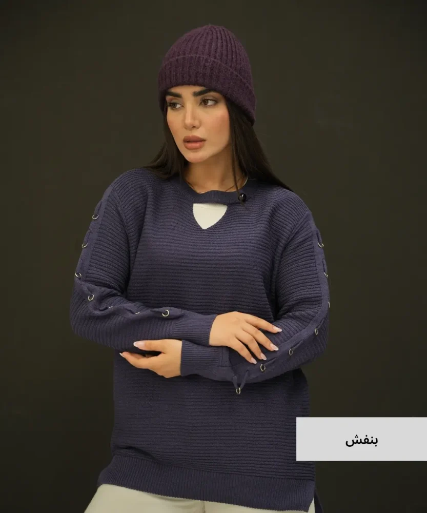 بلوز بافت پشت بلند آستین پیرسینگی B10031 - تصویر 4