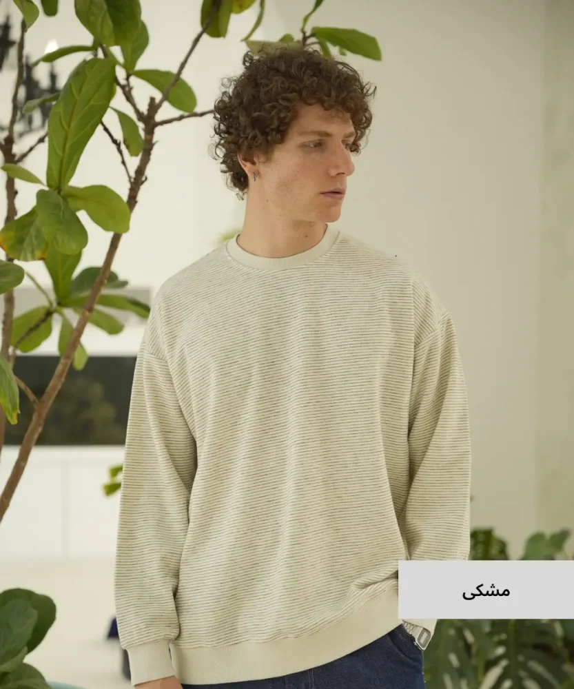 بلوز ساده مردانه سلانیک طرحدار راه راه B52014 - تصویر 2