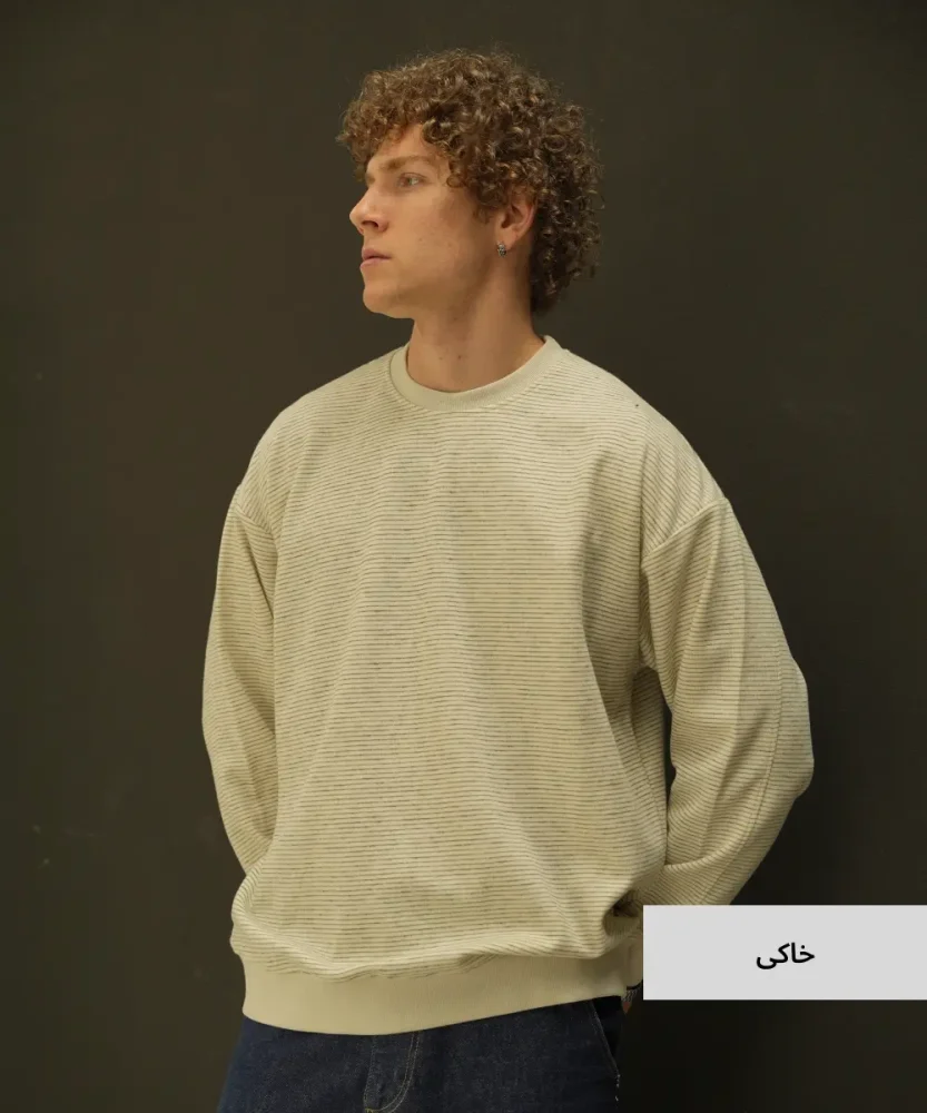 بلوز ساده مردانه سلانیک طرحدار راه راه B52014 - تصویر 3
