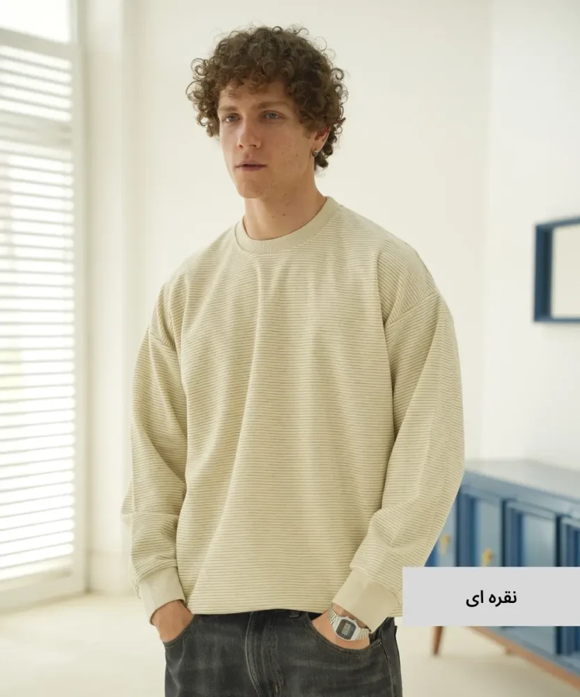 بلوز ساده مردانه سلانیک طرحدار راه راه B52014 - تصویر 5