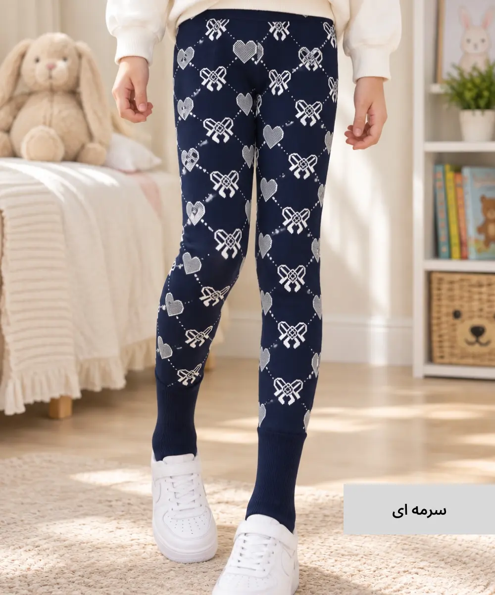 شلوار بافت بچگانه قلب و پاپیون F55314 - Image 4